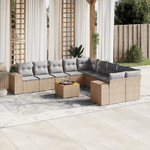 VidaXL Set Divani da Giardino 11 pz con Cuscini Beige in Polyrattan