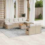 vidaXL Set Divano da Giardino 10 pz con Cuscini Beige in Polyrattan