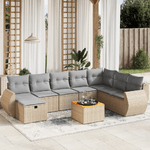 VidaXL Set Divano da Giardino 9 pz con Cuscini Beige Misto Polyrattan