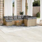 VidaXL Set Divano da Giardino 11 pz con Cuscini Beige Misto Polyrattan