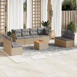 VidaXL Set Divano da Giardino 9 pz con Cuscini Beige Misto Polyrattan