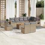 VidaXL Set Divani da Giardino 11 pz con Cuscini Beige in Polyrattan