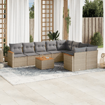 VidaXL Set Divano da Giardino 10 pz con Cuscini Beige in Polyrattan