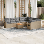 vidaXL Set Divano da Giardino 10 pz con Cuscini Beige in Polyrattan