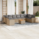 vidaXL Set Divani da Giardino 11 pz con Cuscini Beige in Polyrattan