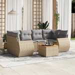 VidaXL Set Divani da Giardino 7 pz con Cuscini Beige in Polyrattan