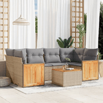 vidaXL Set Divani da Giardino 7 pz con Cuscini Beige in Polyrattan