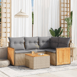 VidaXL Set Divano da Giardino 5 pz con Cuscini Beige in Polyrattan