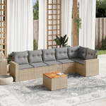 VidaXL Set Divani da Giardino 7 pz con Cuscini Beige in Polyrattan