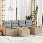 VidaXL Set Divano da Giardino 6 pz con Cuscini Beige in Polyrattan