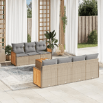 vidaXL Set Divano da Giardino 8 pz con Cuscini Beige in Polyrattan