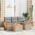 VidaXL Set Divano da Giardino 5 pz con Cuscini Beige in Polyrattan