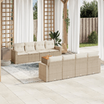 vidaXL Set Divano da Giardino 9 pz con Cuscini Beige in Polyrattan