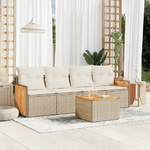 VidaXL Set Divano da Giardino 5 pz con Cuscini Beige in Polyrattan