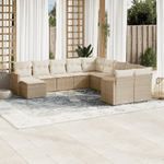 VidaXL Set Divani da Giardino 11 pz con Cuscini Beige in Polyrattan