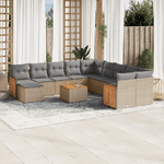 VidaXL Set Divani da Giardino 12 pz con Cuscini Beige in Polyrattan