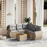 VidaXL Set Divano da Giardino 6 pz con Cuscini Beige in Polyrattan