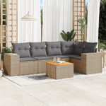 VidaXL Set Divano da Giardino 6 pz con Cuscini Beige in Polyrattan