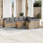 VidaXL Set Divano da Giardino 10 pz con Cuscini Beige in Polyrattan