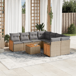 vidaXL Set Divano da Giardino 9 pz con Cuscini Beige in Polyrattan