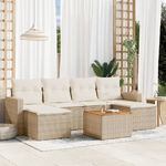 VidaXL Set Divani da Giardino 7 pz con Cuscini Beige in Polyrattan