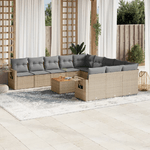 VidaXL Set Divani da Giardino 12 pz con Cuscini Beige in Polyrattan