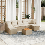 VidaXL Set Divano da Giardino 8 pz con Cuscini Beige in Polyrattan