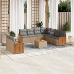 VidaXL Set Divano da Giardino 10 pz con Cuscini Beige in Polyrattan