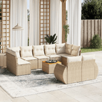 VidaXL Set Divano da Giardino 10 pz con Cuscini Beige in Polyrattan