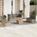 VidaXL Set Divano da Giardino 8 pz con Cuscini Beige in Polyrattan