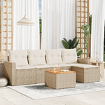 VidaXL Set Divano da Giardino 6 pz con Cuscini Beige in Polyrattan