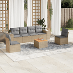 VidaXL Set Divani da Giardino 7 pz con Cuscini Beige in Polyrattan