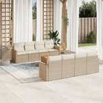 VidaXL Set Divano da Giardino 9 pz con Cuscini Beige in Polyrattan