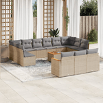 VidaXL Set Divano da Giardino 14 pz con Cuscini Beige Misto Polyrattan