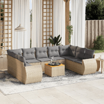 VidaXL Set Divano da Giardino 10 pz con Cuscini Beige in Polyrattan