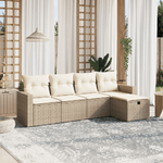 VidaXL Set Divano da Giardino 5 pz con Cuscini Beige in Polyrattan