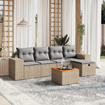 VidaXL Set Divano da Giardino 6 pz con Cuscini Beige Misto Polyrattan