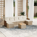 VidaXL Set Divano da Giardino 8 pz con Cuscini Beige in Polyrattan