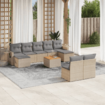 VidaXL Set Divano da Giardino 10 pz con Cuscini Beige in Polyrattan