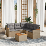 VidaXL Set Divano da Giardino 6 pz con Cuscini Beige Misto Polyrattan