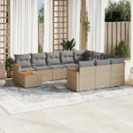 VidaXL Set Divano da Giardino 11 pz con Cuscini Beige Misto Polyrattan