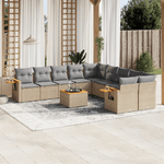 VidaXL Set Divani da Giardino 11 pz con Cuscini Beige in Polyrattan