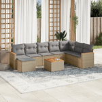 VidaXL Set Divano da Giardino 9 pz con Cuscini Beige Misto Polyrattan