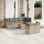 VidaXL Set Divano da Giardino 10 pz con Cuscini Beige Misto Polyrattan