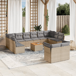 VidaXL Set Divano da Giardino 13 pz con Cuscini Beige Misto Polyrattan