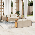 vidaXL Set Divani da Giardino 7 pz con Cuscini Beige in Polyrattan