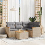 VidaXL Set Divano da Giardino 5 pz con Cuscini Beige Misto Polyrattan