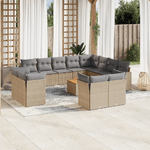 VidaXL Set Divano da Giardino 13 pz con Cuscini Beige Misto Polyrattan