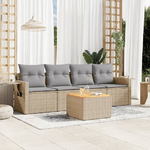 VidaXL Set Divano da Giardino 5 pz con Cuscini Beige Misto Polyrattan