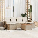 VidaXL Set Divani da Giardino 7 pz con Cuscini Beige in Polyrattan